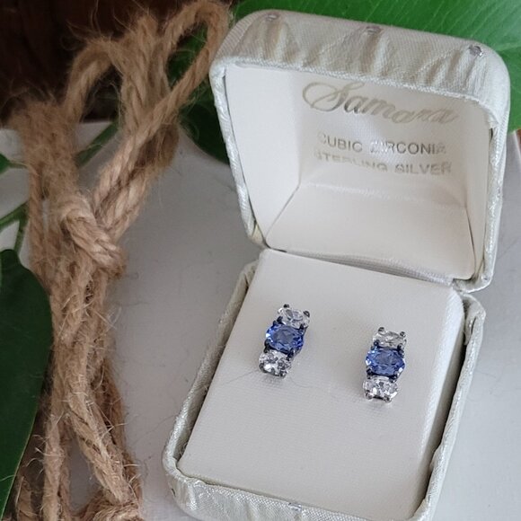 Samara Jewelry - Sapphire & Clear CZ Earrings
